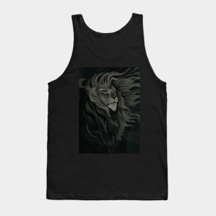 Majestic Lion with Wind-Blown Mane on Black Canvas Tank Top